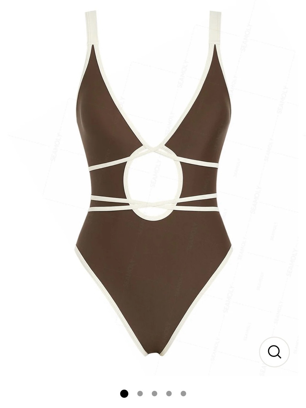NEW WITH TAGS Sea Molly Brown and Cream Cutout One-Piece Swimsuit with ties